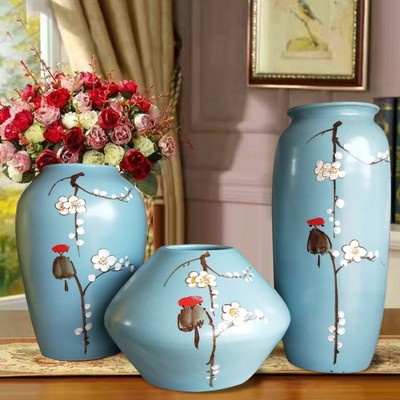 景德镇陶瓷花瓶三件套 插花花器 高温瓷器 家居装饰摆件 批发